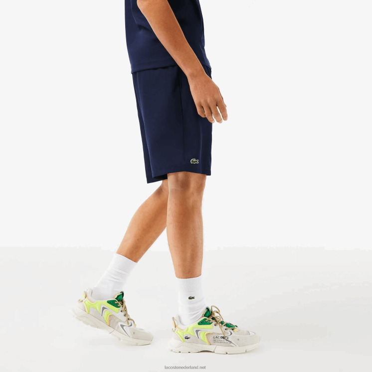 Lacoste sport tennis effen diamant geweven shorts 0828H1441 marineblauw 166 Heren