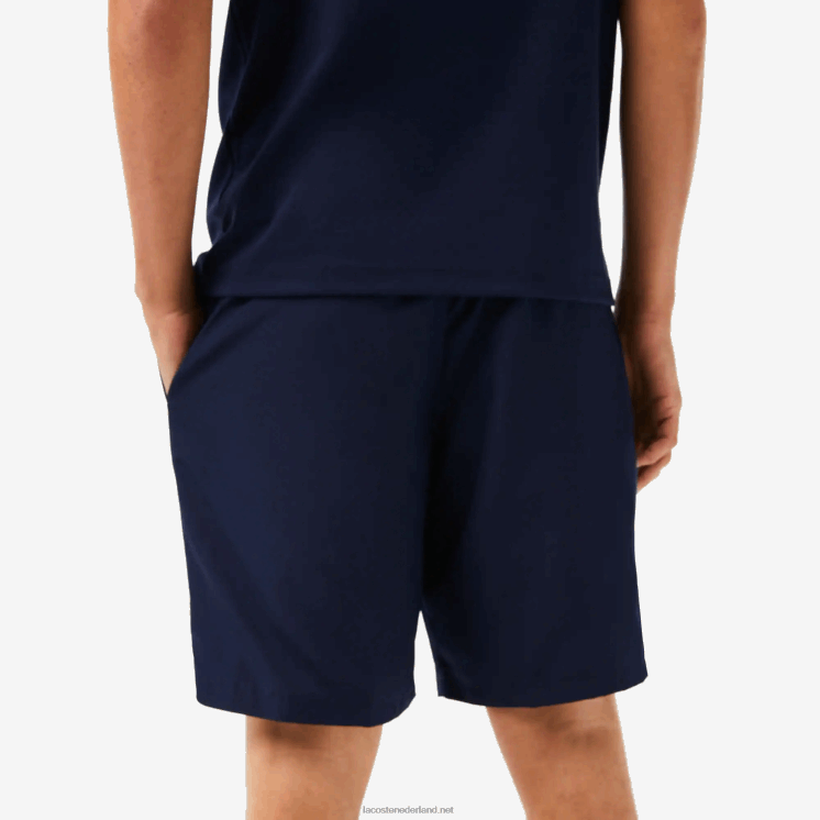 Lacoste sport tennis effen diamant geweven shorts 0828H1441 marineblauw 166 Heren