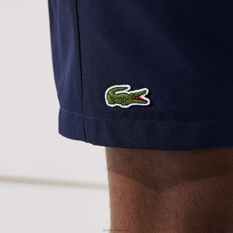 Lacoste sport tennis effen diamant geweven shorts 0828H1441 marineblauw 166 Heren
