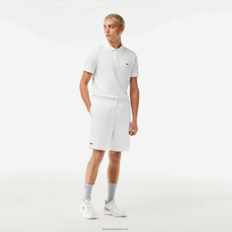 Lacoste sport tennis effen diamant geweven shorts 0828H1442 wit 001 Heren