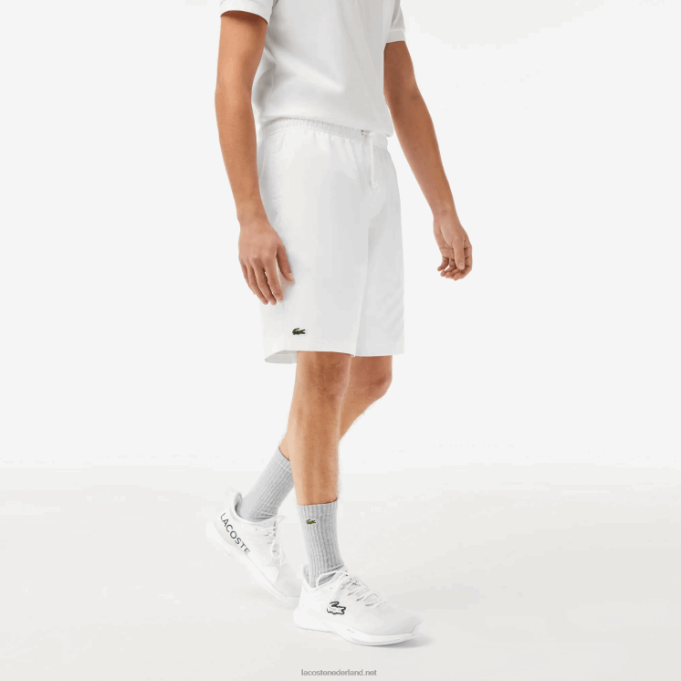 Lacoste sport tennis effen diamant geweven shorts 0828H1442 wit 001 Heren