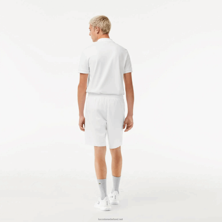 Lacoste sport tennis effen diamant geweven shorts 0828H1442 wit 001 Heren