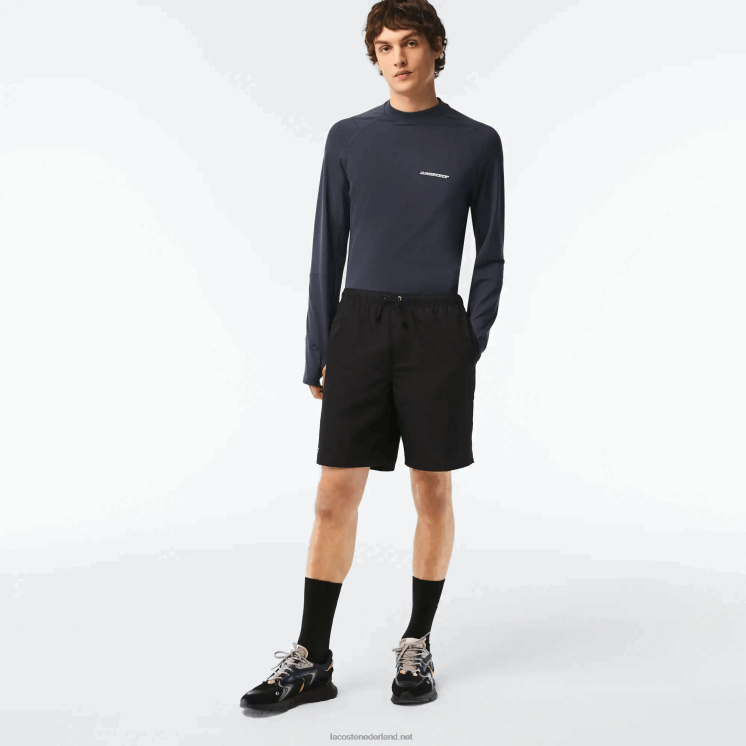 Lacoste sport tennis effen diamant geweven shorts 0828H1443 zwart 031 Heren