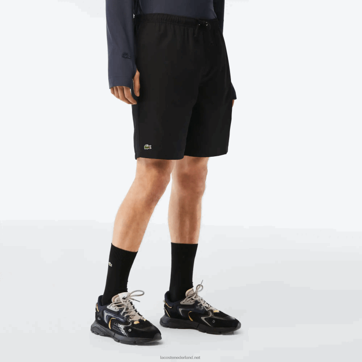 Lacoste sport tennis effen diamant geweven shorts 0828H1443 zwart 031 Heren