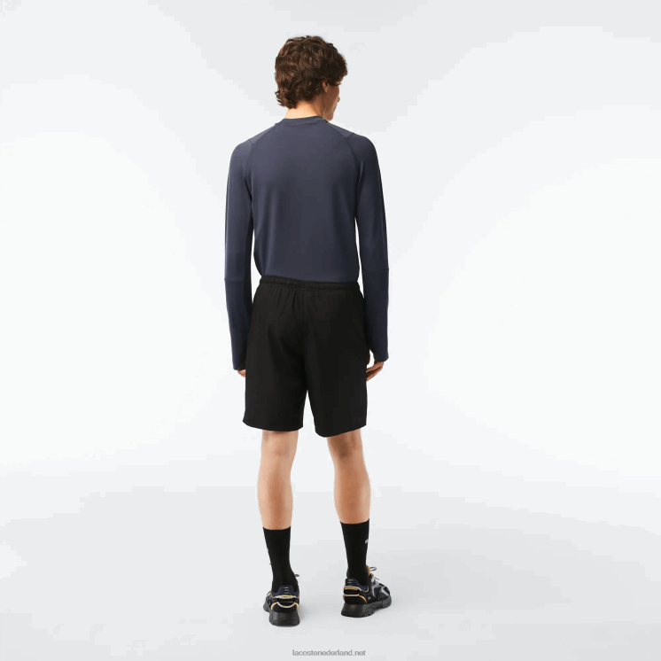Lacoste sport tennis effen diamant geweven shorts 0828H1443 zwart 031 Heren