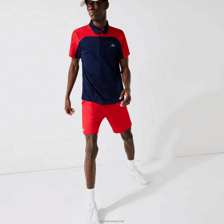 Lacoste sport tennis effen diamant geweven shorts 0828H1444 rood 029 Heren