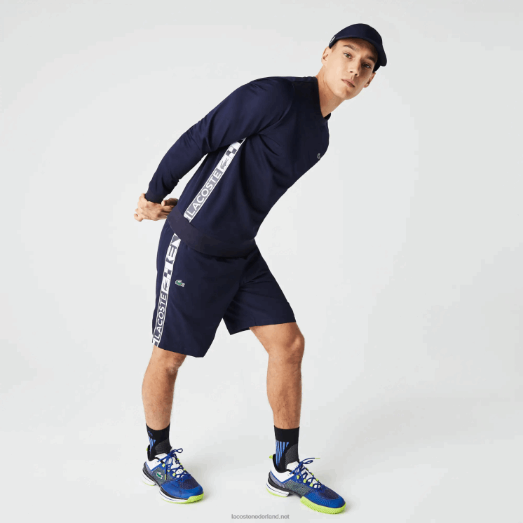 Lacoste sportieve taft tennisshorts 0828H1334 marineblauw 166 Heren