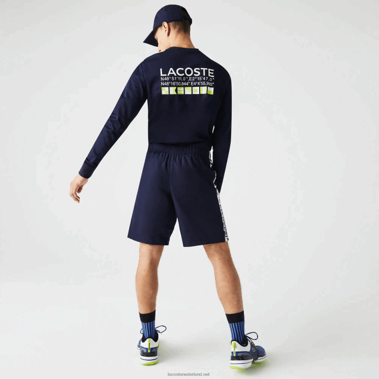Lacoste sportieve taft tennisshorts 0828H1334 marineblauw 166 Heren