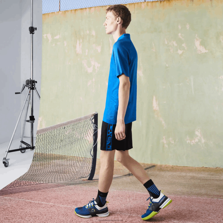Lacoste tennisshort met contrasterende sportprint 0828H1535 zwart c31 Heren