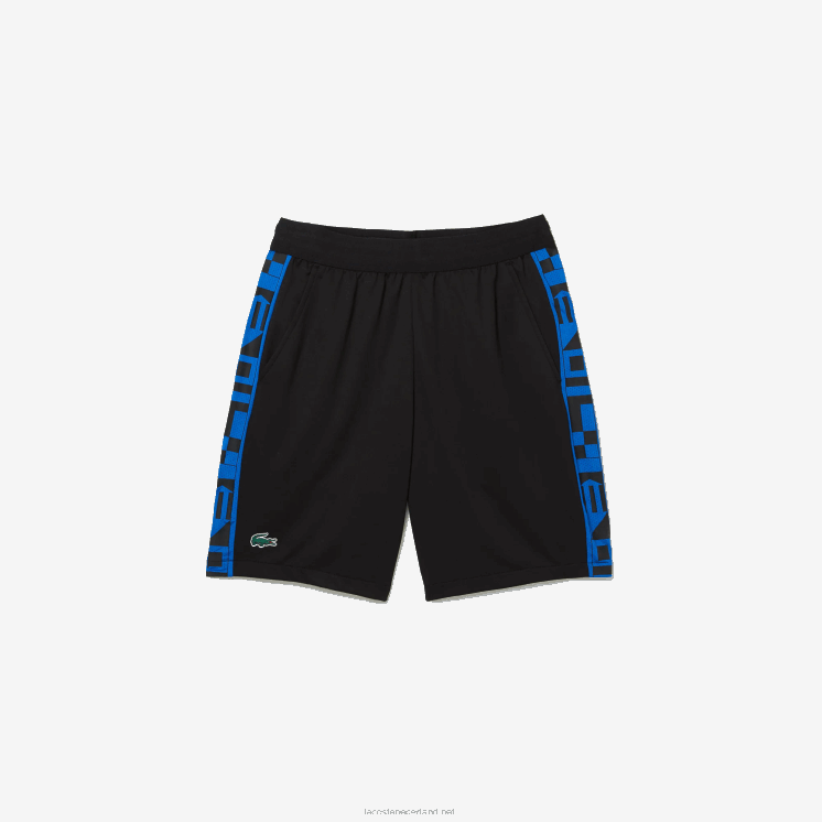 Lacoste tennisshort met contrasterende sportprint 0828H1535 zwart c31 Heren
