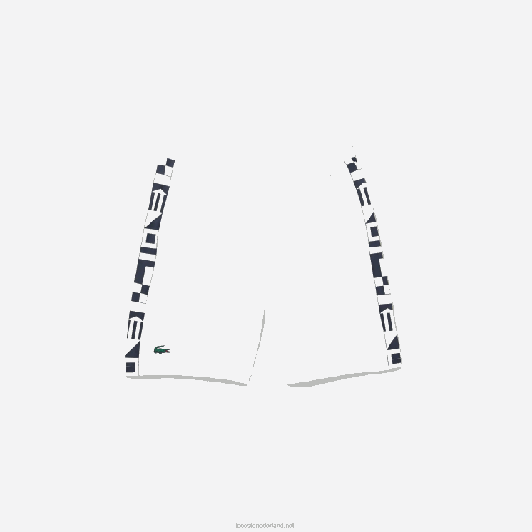 Lacoste tennisshort met contrasterende sportprint 0828H1536 wit 800 Heren