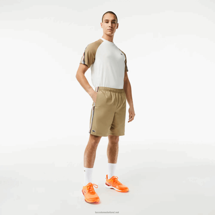 Lacoste tennisshort van gerecycled polyester 0828H16 beige cb8 Heren