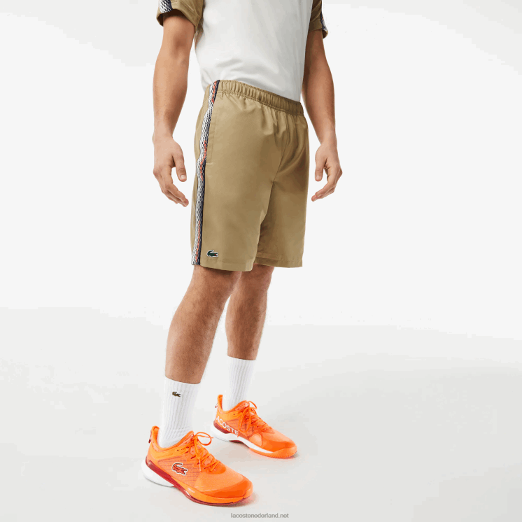 Lacoste tennisshort van gerecycled polyester 0828H16 beige cb8 Heren