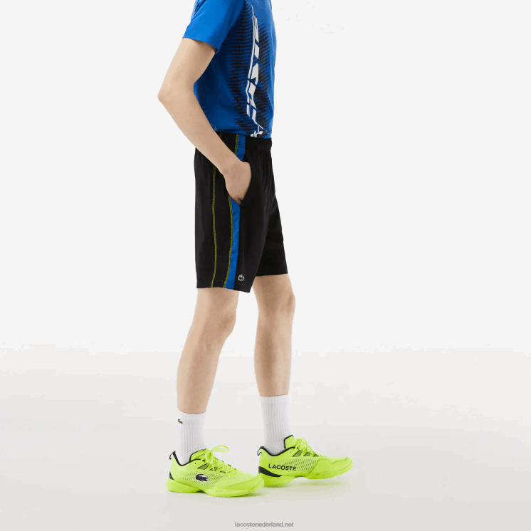Lacoste tennisshort van gerecycled polyester 0828H425 zwart blauw geel xis Heren
