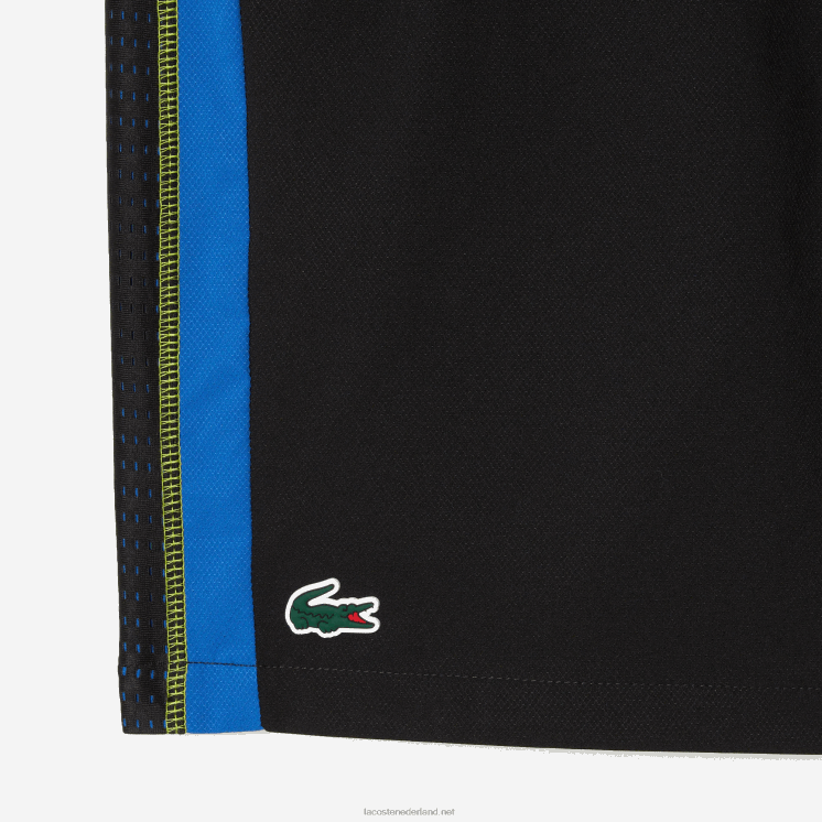 Lacoste tennisshort van gerecycled polyester 0828H425 zwart blauw geel xis Heren