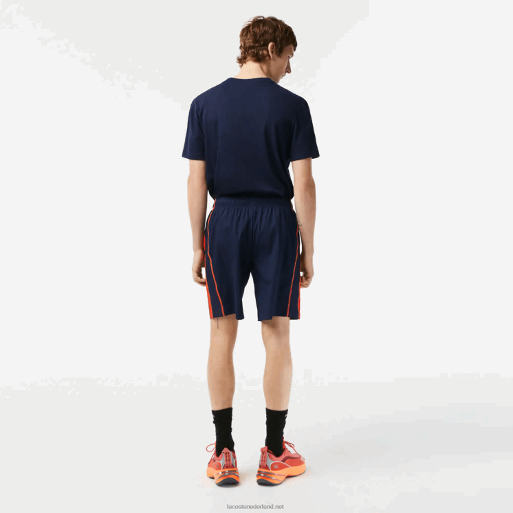 Lacoste tennisshort van gerecycled polyester 0828H426 marineblauw rood oranje xii Heren