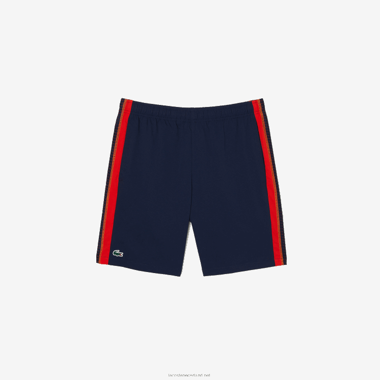 Lacoste tennisshort van gerecycled polyester 0828H426 marineblauw rood oranje xii Heren