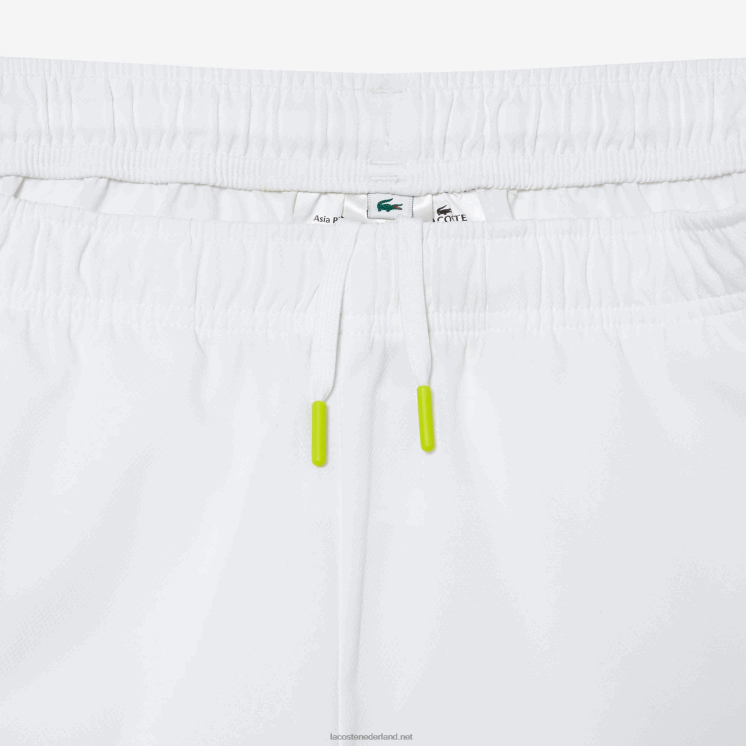 Lacoste tennisshort van gerecycled polyester 0828H427 wit groen geel bh3 Heren