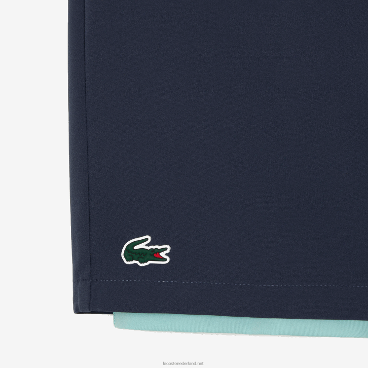 Lacoste tweekleurige sportshort met ingebouwde onderbroek 0828H480 blauw lichtgroen b00 Heren