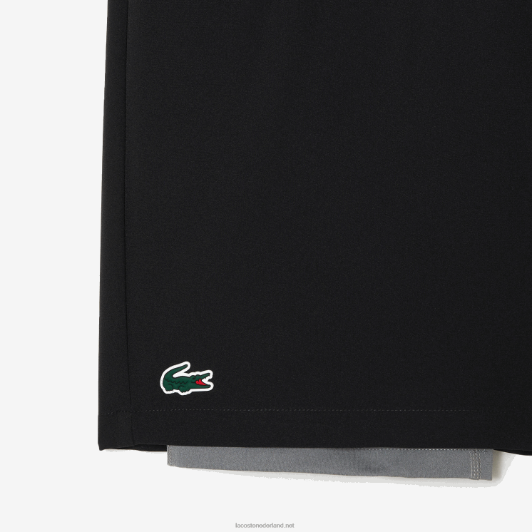 Lacoste tweekleurige sportshort met ingebouwde onderbroek 0828H481 zwart grijs chine x0i Heren