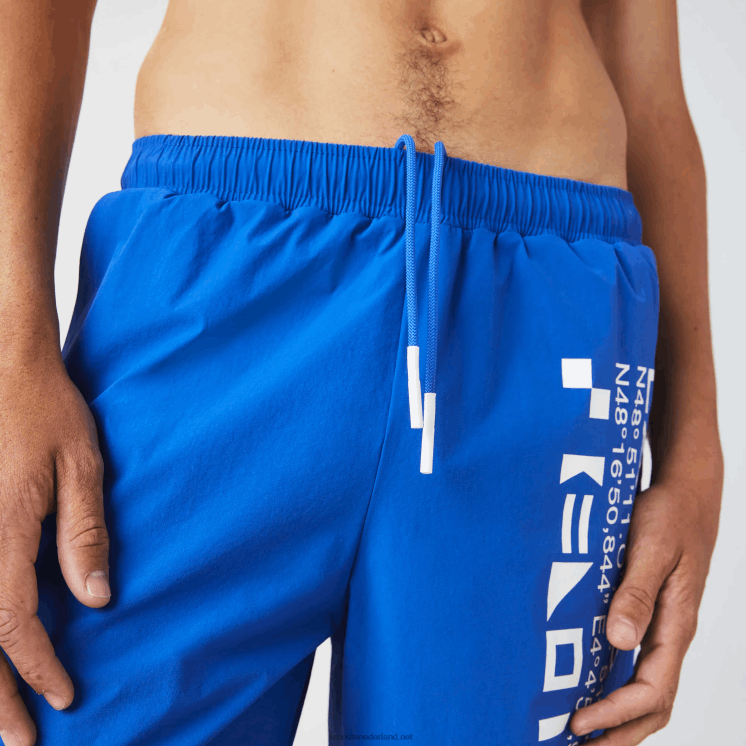 Lacoste zwembroek met nautische print 0828H1661 blauw wit 7lc Heren
