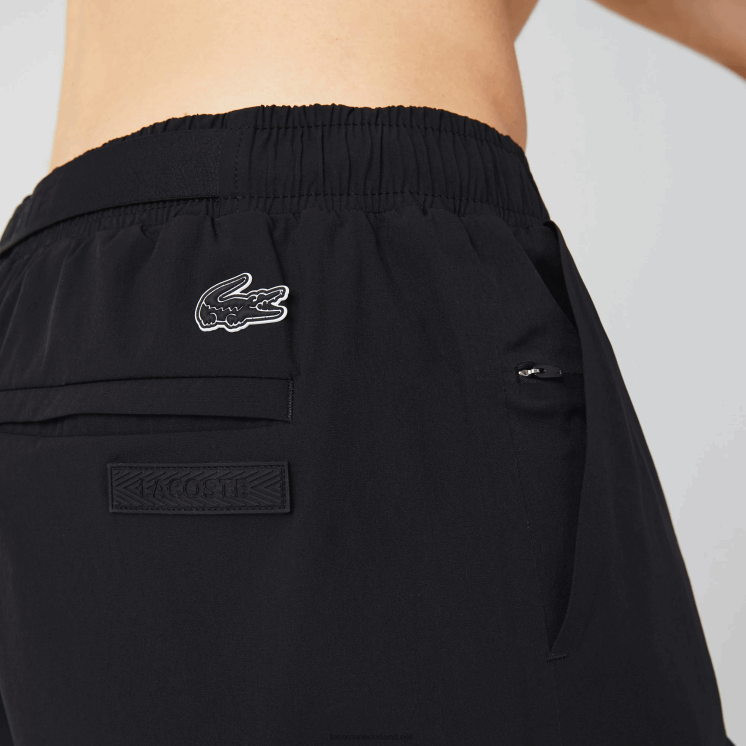 Lacoste zwembroek met nautische print 0828H1662 zwart wit 9m0 Heren