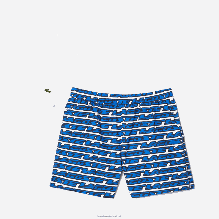 Lacoste zwembroek met tweekleurige print 0828H524 wit blauw elke Heren