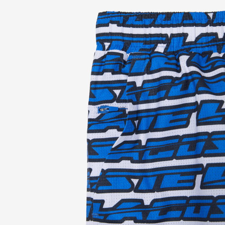 Lacoste zwembroek met tweekleurige print 0828H524 wit blauw elke Heren