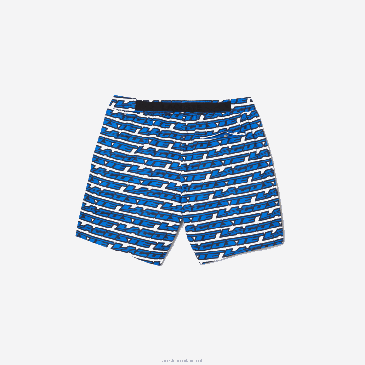 Lacoste zwembroek met tweekleurige print 0828H524 wit blauw elke Heren