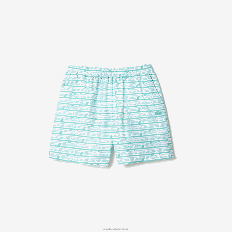 Lacoste zwembroek met tweekleurige print 0828H525 lichtgroen cr5 Heren