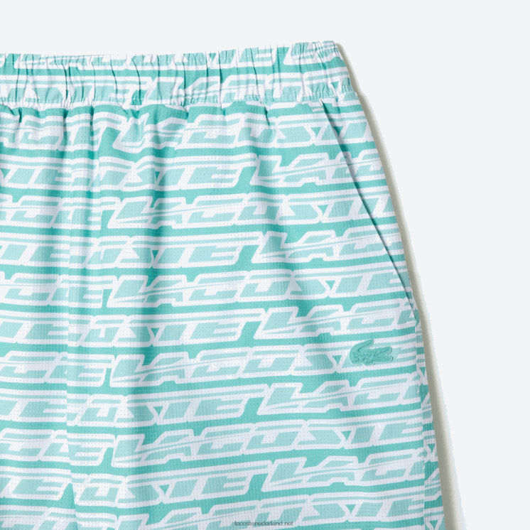 Lacoste zwembroek met tweekleurige print 0828H525 lichtgroen cr5 Heren