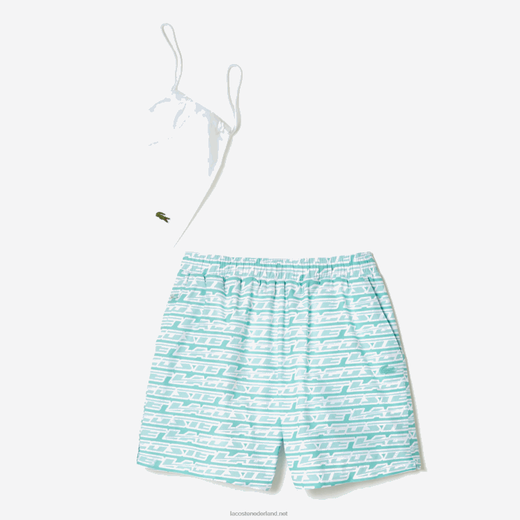 Lacoste zwembroek met tweekleurige print 0828H525 lichtgroen cr5 Heren