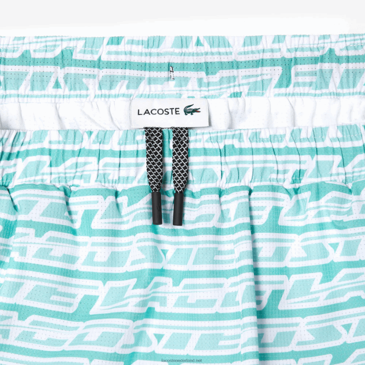 Lacoste zwembroek met tweekleurige print 0828H525 lichtgroen cr5 Heren