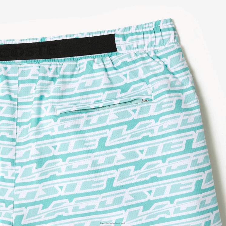 Lacoste zwembroek met tweekleurige print 0828H525 lichtgroen cr5 Heren