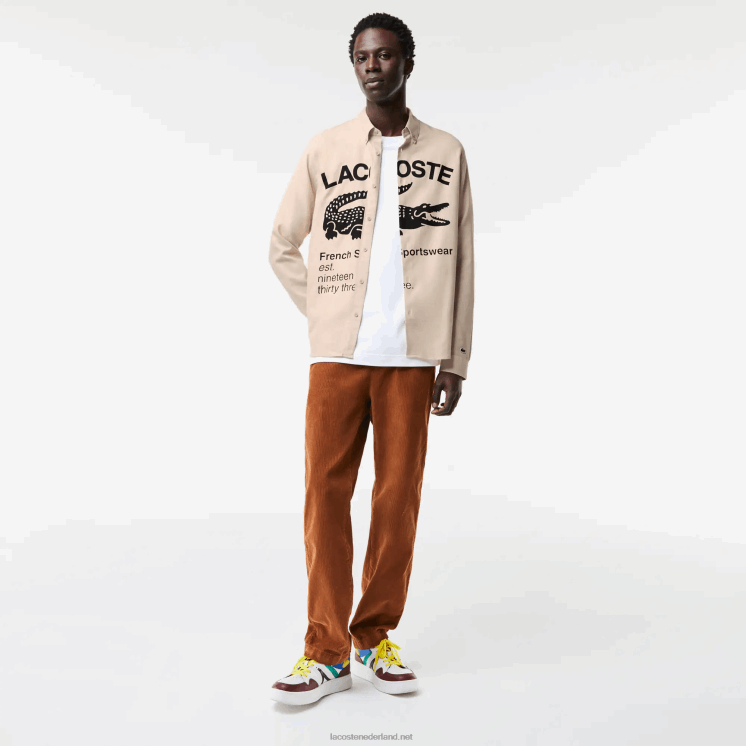 Lacoste Flanellen overhemd met normale pasvorm 0828H1654 beige zwart ub7 Heren