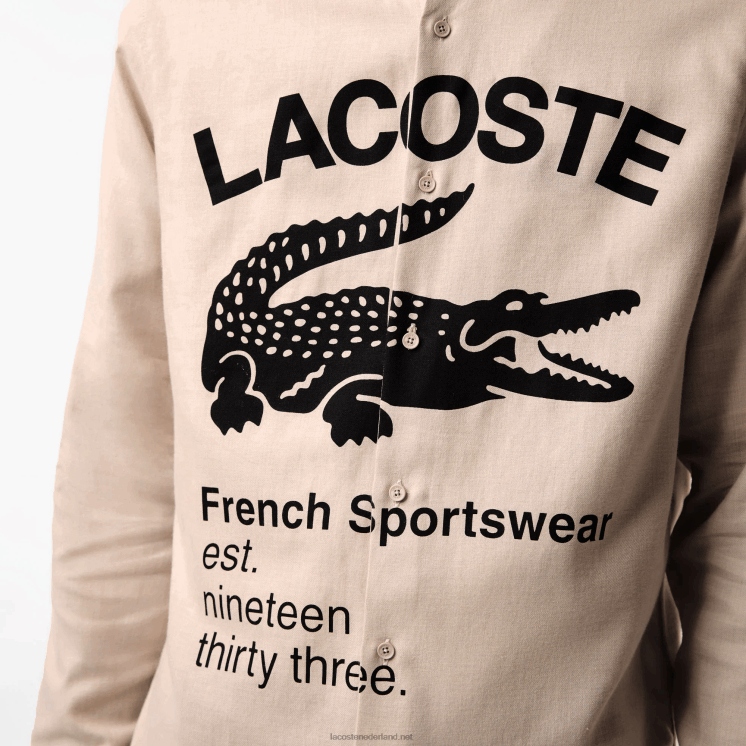 Lacoste Flanellen overhemd met normale pasvorm 0828H1654 beige zwart ub7 Heren