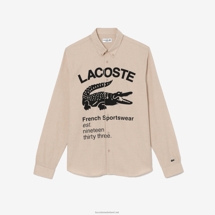 Lacoste Flanellen overhemd met normale pasvorm 0828H1654 beige zwart ub7 Heren