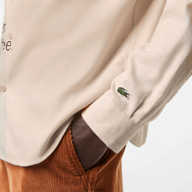 Lacoste Flanellen overhemd met normale pasvorm 0828H1654 beige zwart ub7 Heren