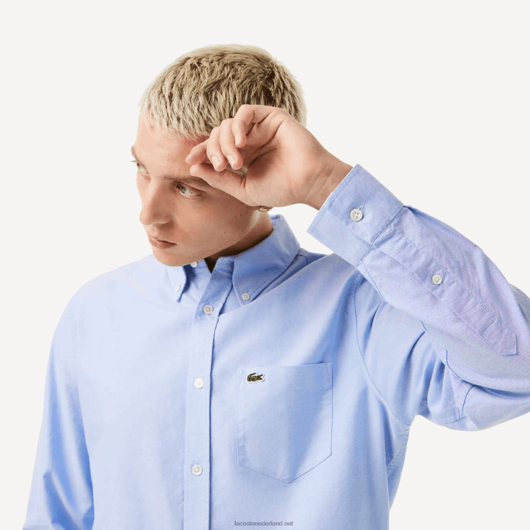 Lacoste Oxford-katoenen overhemd met normale pasvorm 0828H1466 blauwe hbp Heren