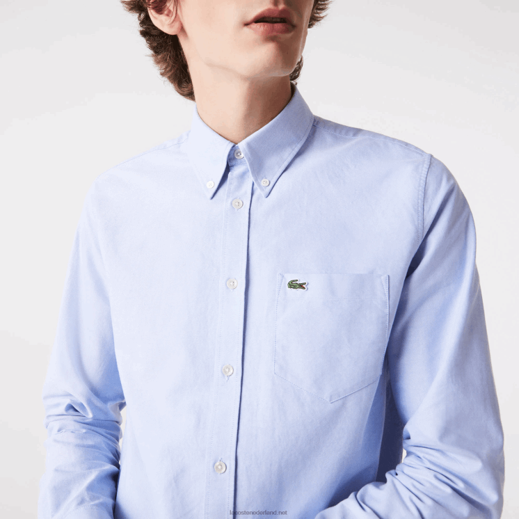 Lacoste Oxford-katoenen overhemd met normale pasvorm 0828H1466 blauwe hbp Heren