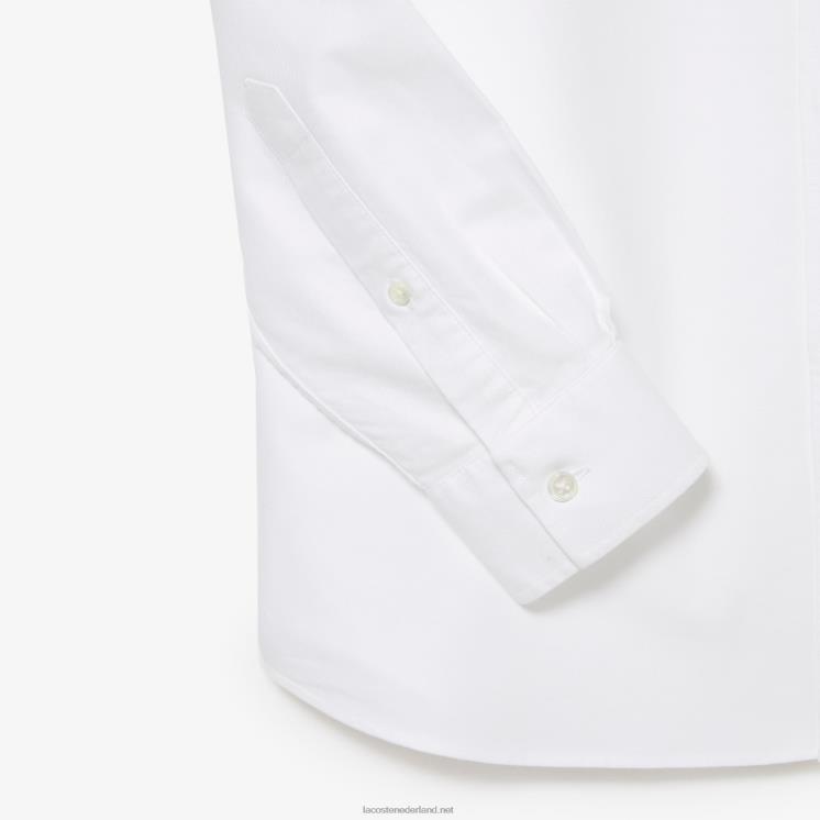 Lacoste Oxford-katoenen overhemd met normale pasvorm 0828H1467 wit 001 Heren