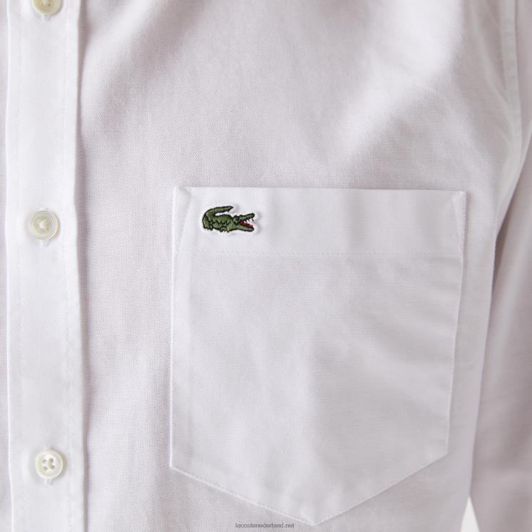 Lacoste Oxford-katoenen overhemd met normale pasvorm 0828H1467 wit 001 Heren
