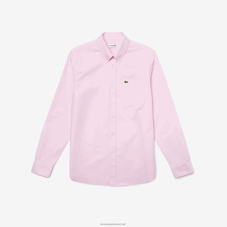 Lacoste Oxford-katoenen overhemd met normale pasvorm 0828H1468 licht roze adi Heren