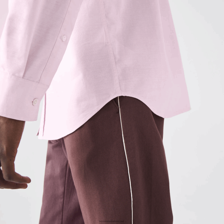 Lacoste Oxford-katoenen overhemd met normale pasvorm 0828H1468 licht roze adi Heren