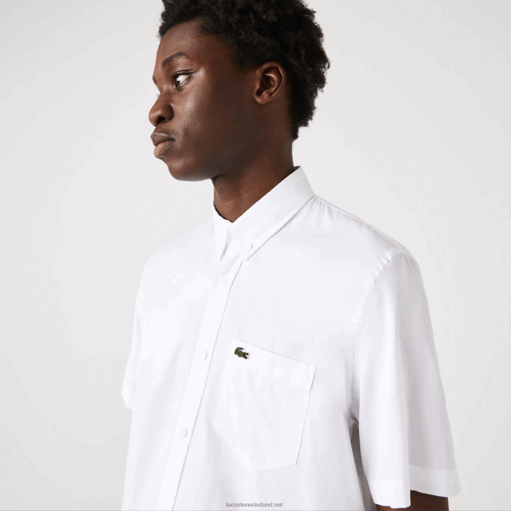 Lacoste Oxford-katoenen overhemd met normale pasvorm 0828H1526 wit 001 Heren