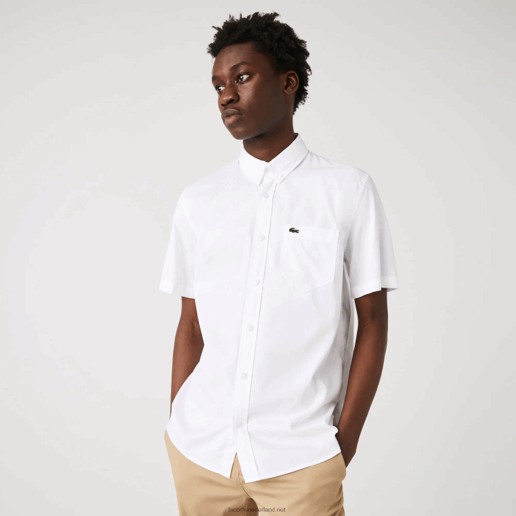Lacoste Oxford-katoenen overhemd met normale pasvorm 0828H1526 wit 001 Heren