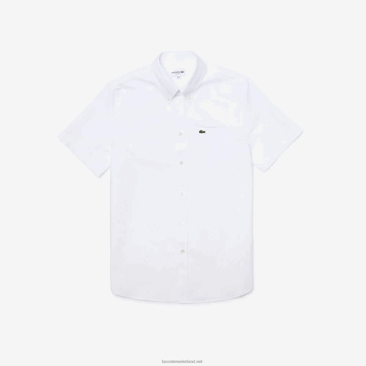 Lacoste Oxford-katoenen overhemd met normale pasvorm 0828H1526 wit 001 Heren