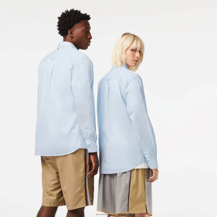 Lacoste Ruimvallend groot overhemd van krokodillenkatoen 0828H413 blauw gn2 Heren