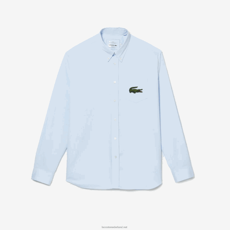 Lacoste Ruimvallend groot overhemd van krokodillenkatoen 0828H413 blauw gn2 Heren