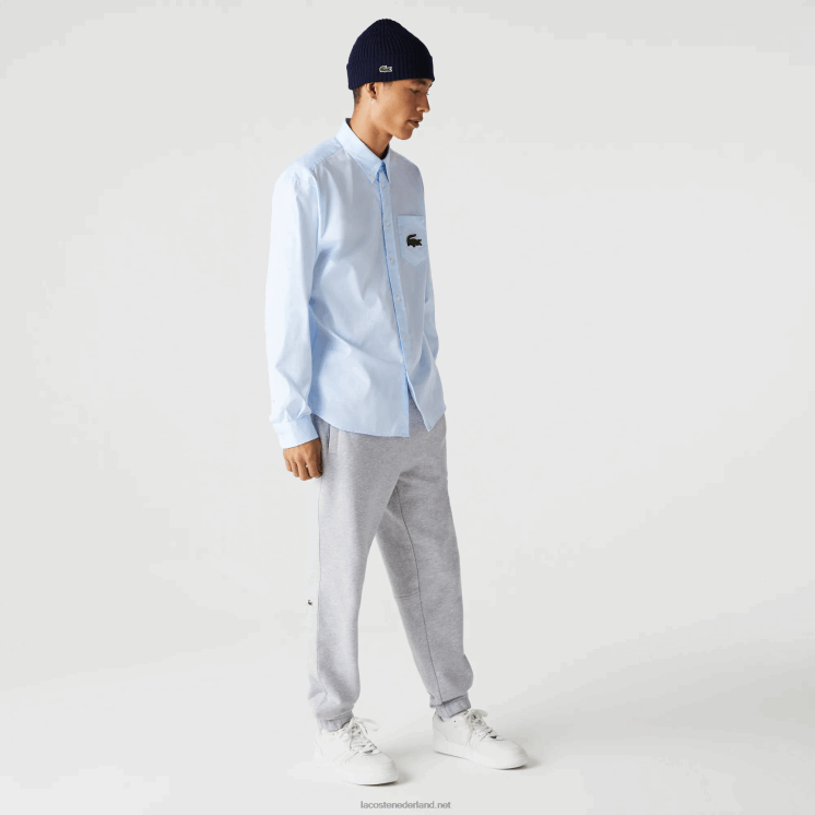 Lacoste Ruimvallend groot overhemd van krokodillenkatoen 0828H413 blauw gn2 Heren